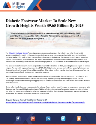 Diabetic Footwear Market To Scale New Growth Heights Worth $9.65 Billion By 2025