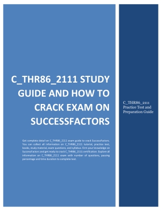 C_THR86_2111 Study Guide and How to Crack Exam on SuccessFactors