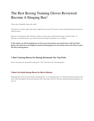 The Best Boxing Training Gloves Reviewed Become A Stinging Bee!