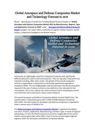 Global Aerospace and Defense Composites Market and Technology Forecast to 2029