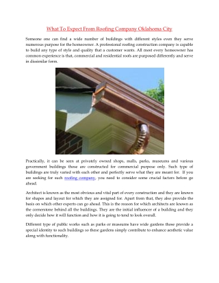 What To Expect From Roofing Company Oklahoma City