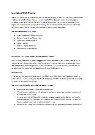 Manhattan WMS Training