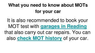 What you need to know about MOTs for your car