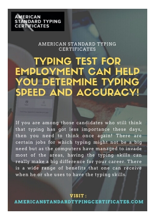 Typing Test for Employment can Help You Determine Typing Speed and Accuracy!