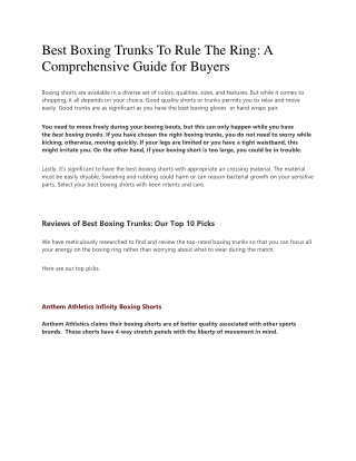 Best Boxing Trunks To Rule The Ring A Comprehensive Guide for Buyers