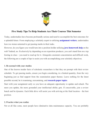 Five Study Tips To Help Students Ace Their Courses This Semester