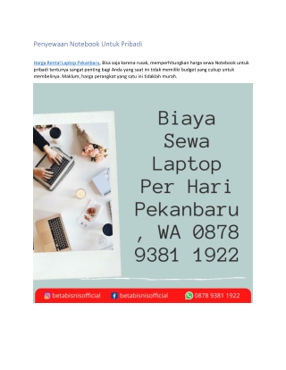 Biaya Sewa Laptop Per Hari Pekanbaru, WA 0878 9381 1922