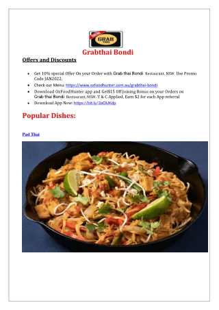 10%  off - Grabthai Bondi Thai Restaurant Menu in Bondi, NSW