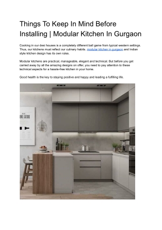 Things To Keep In Mind Before Installing | Modular Kitchen In Gurgaon