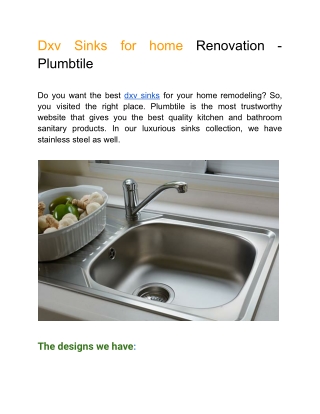 Dxv Sinks for Home Renovation - Plumbtile