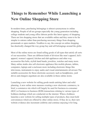 Things to Remember While Launching a New Online Shopping Store