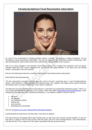 Introducing Optimum Facial Rejuvenation Subscription