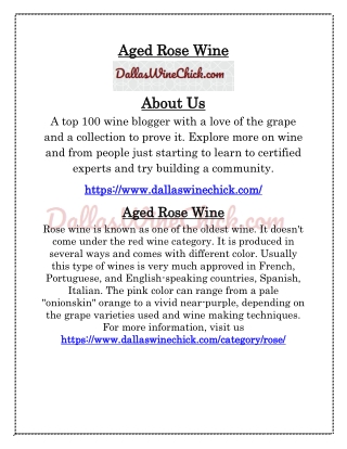 Aged Rose Wine