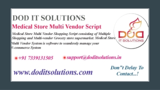 Medical Store Multi Vendor Script - Readymade Clone  Script