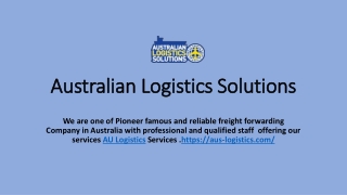 Best & Affordable AU Logistics Services