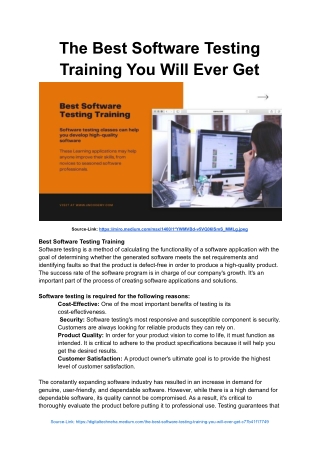 The Best Software Testing Training You Will Ever Get