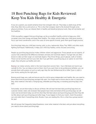 18 Best Punching Bags for Kids Reviewed Keep You Kids Healthy And Energetic