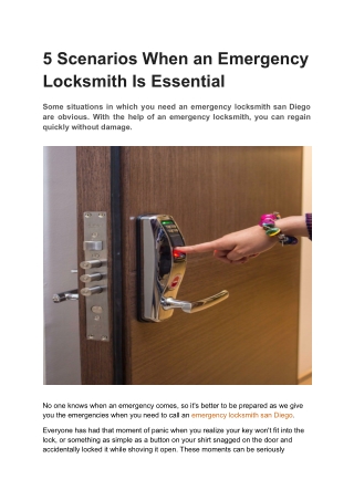 5 Scenarios When an Emergency Locksmith Is Essential