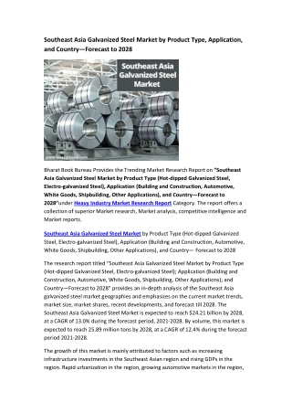 Southeast Asia Galvanized Steel Market Research Report 2021-2028