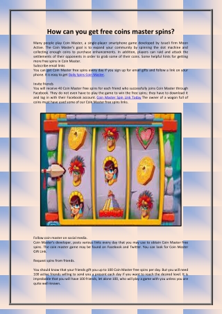 How can you get free coins master spins-converted