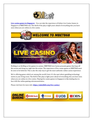 Live casino games in Singapore - Mbet868.com