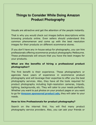 Things to Consider While Doing Amazon Product Photography