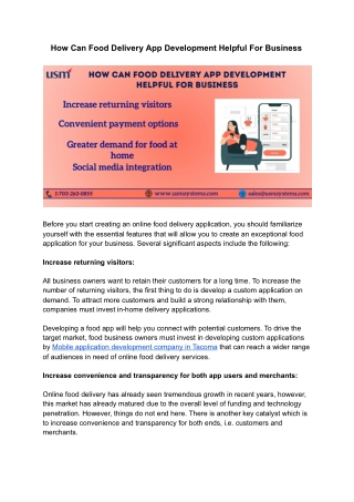 How Can Food Delivery App Development Helpful For Business