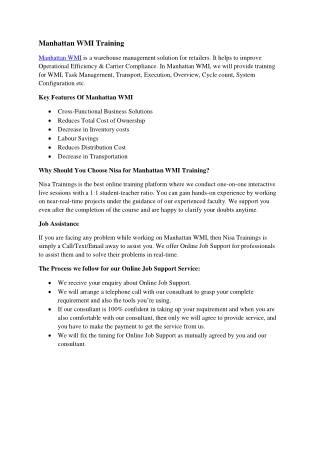 Manhattan WMI Training
