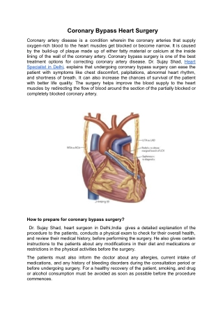 Coronary Bypass Heart Surgery