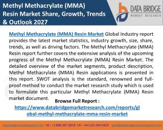 Methyl Methacrylate (MMA) Resin Market Size, Share, Trends, Massive Growth, CAGR
