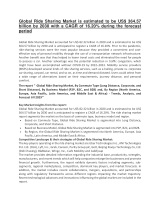 Global Ride Sharing Market