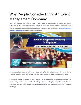 Why People Consider Hiring An Event Management Company