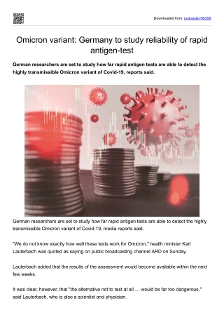 Omicron variant_Germany to study reliability of rapid antigen-test
