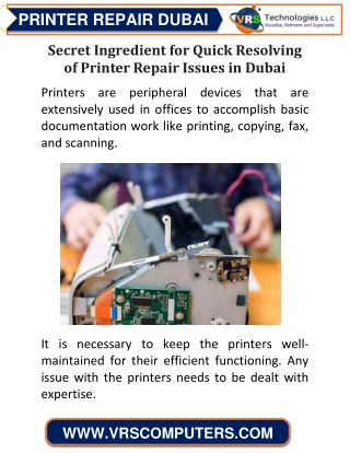 Secret Ingredient for Quick Resolving of Printer Repair Issues in Dubai