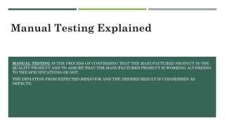 Manual Testing Explained