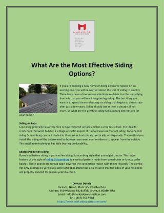 What Are the Most Effective Siding Options