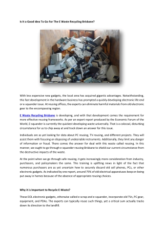e waste recycling Brisbane