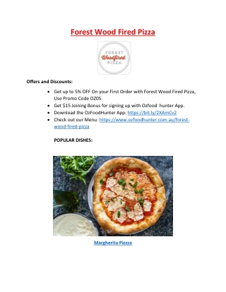 5% off - Forest Wood Fired Pizza Menu Forestville, NSW