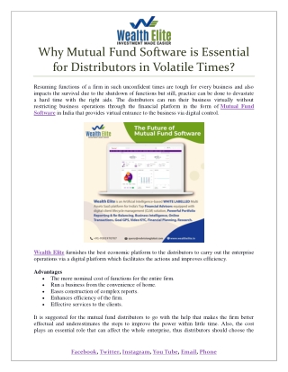Why Mutual Fund Software is Essential for Distributors in Volatile Times