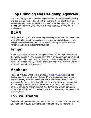 Top Branding and Designing Agencies