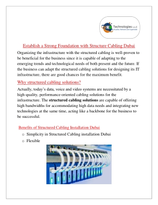 Establish a Strong Foundation with Structure Cabling Dubai