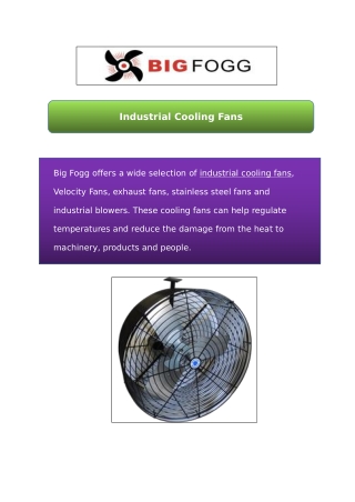 Industrial Cooling Fans | Big Fogg