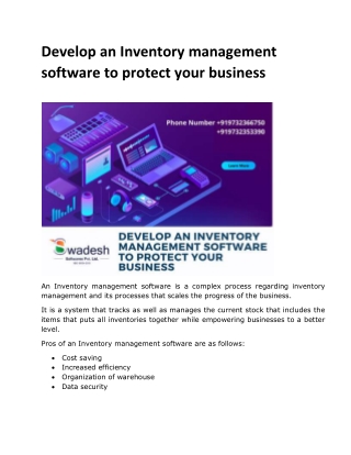 Develop an Inventory management software to protect your business