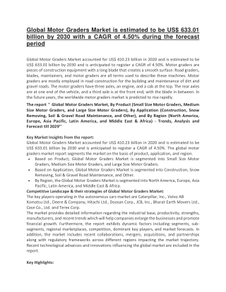 Global Motor Graders Market