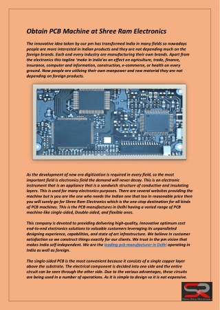 Acquire Best pcb Machine at Shree Ram Electronics