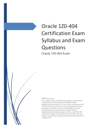 [UPDATED] Oracle 1Z0-404 Certification Exam Syllabus and Exam Questions
