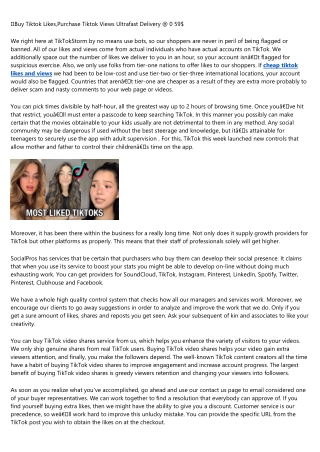 10 Facts About cheap tiktok likes and views That Will Instantly Put You in a Goo