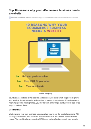 Top 10 reasons why your eCommerce business needs a website