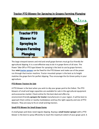 Tractor PTO Blower For Spraying In Grapes Agriculture Dipping.docx