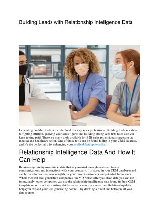 Building Leads with Relationship Intelligence Data